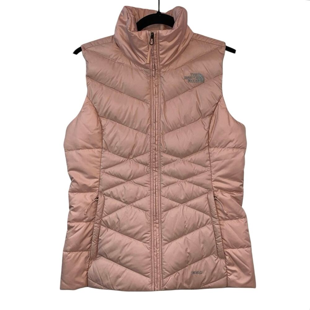 The North Face 550 Goose Down Vest XS‎ Light Pink Puffer Zip Lightweight Jacket